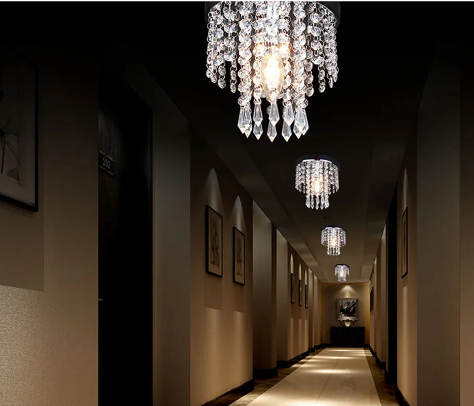 Современный хрустальный потолочный светильник светодиодный потолочный светильник для коридора Лестницы прохода спальни plafondlamp светильник
