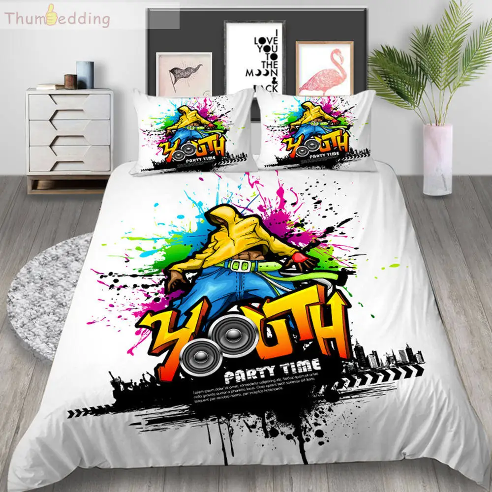 

Thumbedding Youth Style Bedding Set King Size Duvet Cover Set Queen Party Time Soft Touching Material Bed Cover with Pillowcase