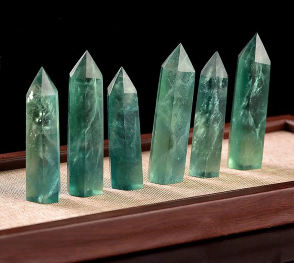 Natural Fluorspar Crystal Ornament Hexagonal Point Home Decoration Office For spirit Healing Energy Stone Mineral