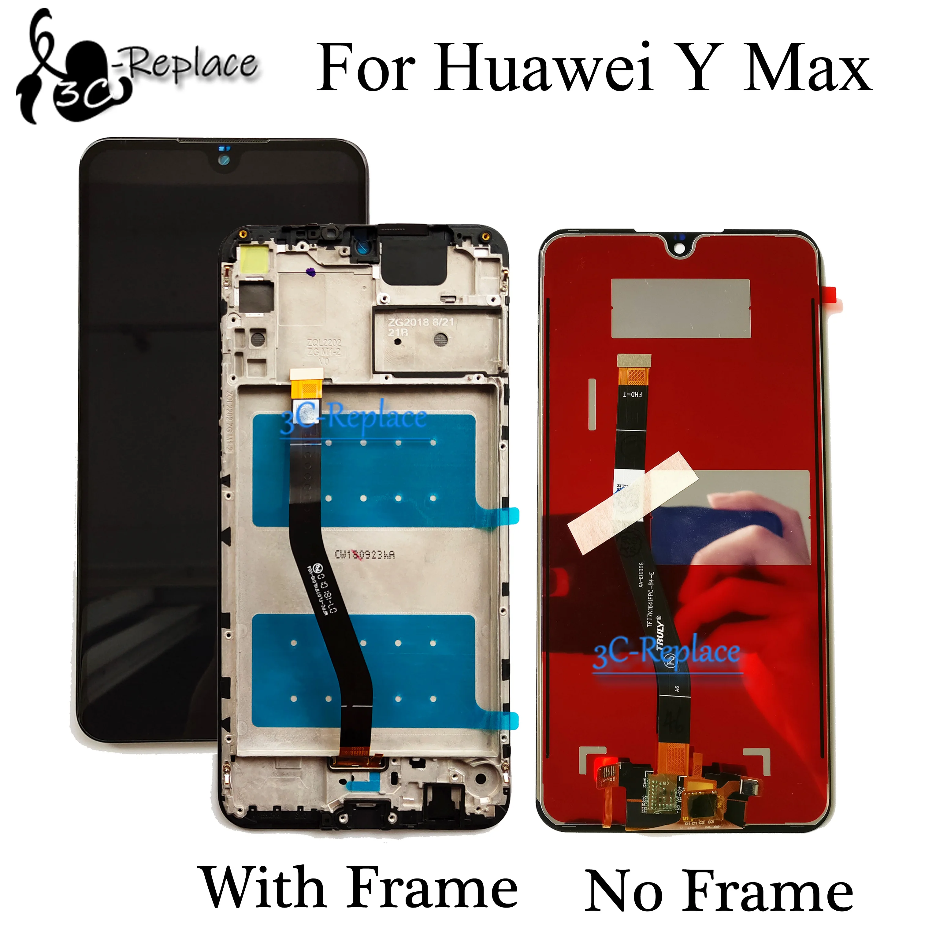 

7.12 New 100% Tested High Quality Black For Huawei Y Max YMax LCD Display Touch Screen Digitizer Assembly Replacement With Frame