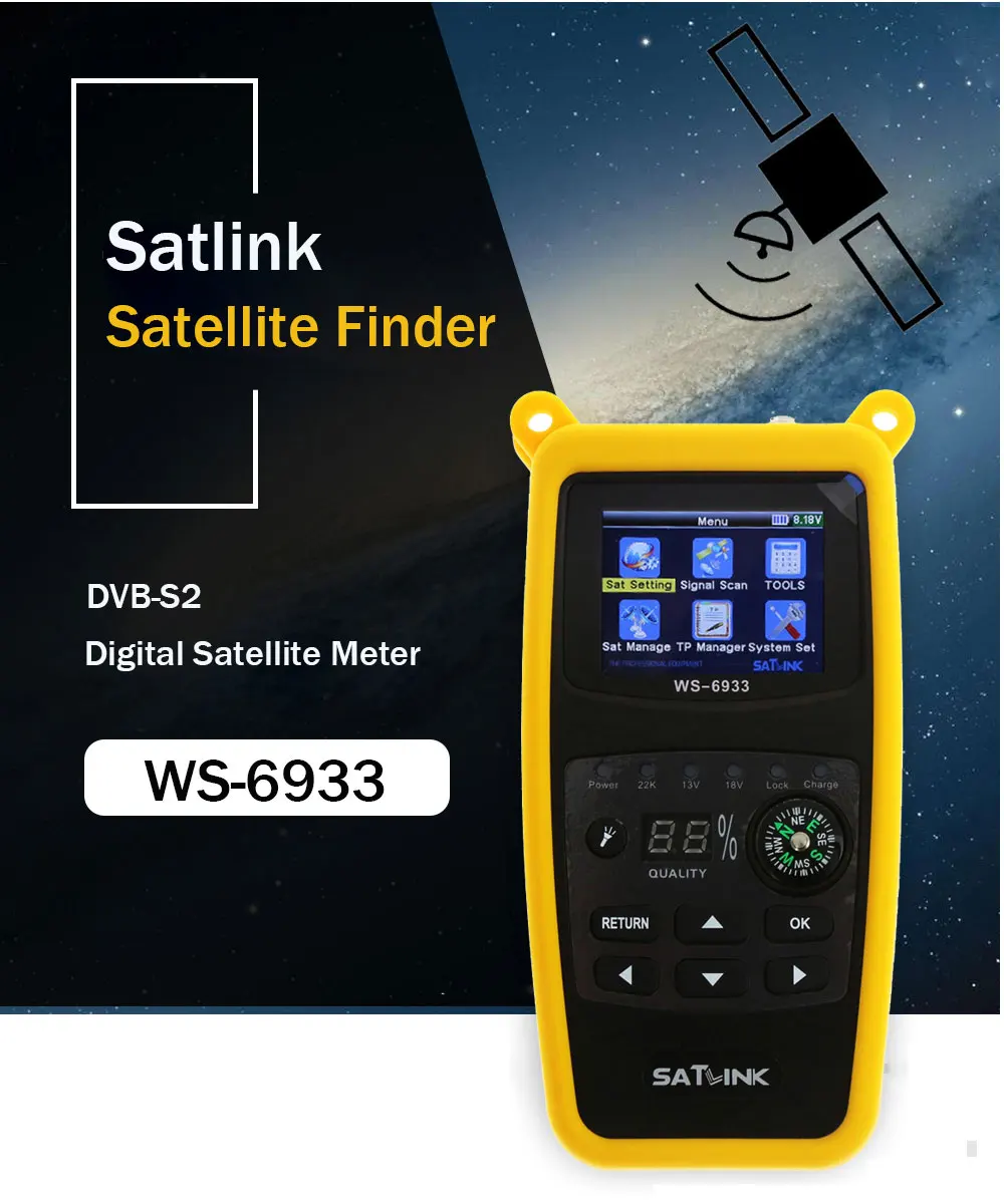 Оригинальный Satlink WS-6933 2 1 дюймов ЖК-дисплей Дисплей DVB-S2 FTA C &amp KU 6933 WS6933 Цифровой