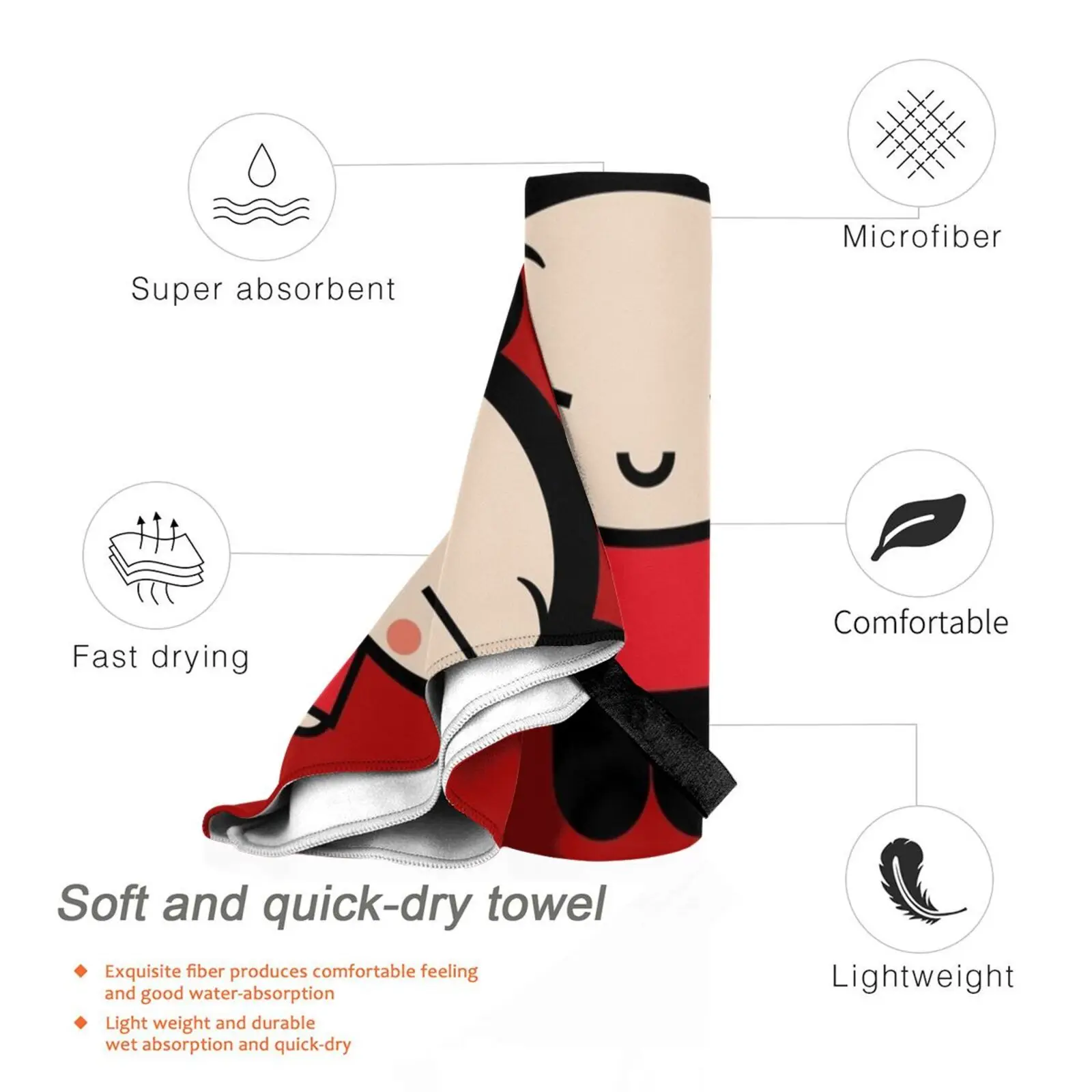 Cute Pucca Quick Dry Towel Gym Sports Bath Portable Idea Heartbeat Cycling Training Athletes Frequency Running Swimming