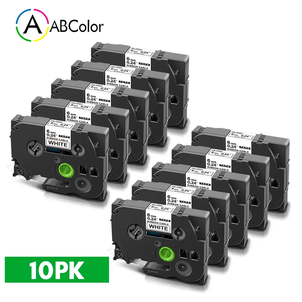 10PK FX211 Кабельные Этикетки совместимые гибкие ID ленты FX611 FX 211 этикетки черные на