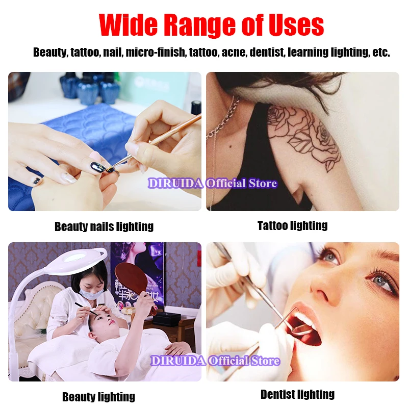  Upgrade LED Magnifyin Lamp 16x Magnifying Glass Cold Light Facial Light For Eyebrow Makeup Beauty N - 4000068229060