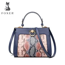FOXER Роскошная Высококачественная Большая вместительная сумка женская новая сумка Змеиный узор сумка на плечо модная дикая кожаная бардак