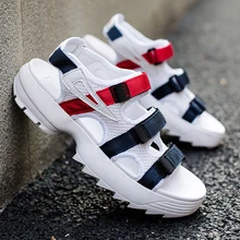 Сандалии для пар; Высококачественная Летняя мужская обувь на толстой платформе; мужская пляжная обувь; дышащая удобная обувь; размеры 36-44