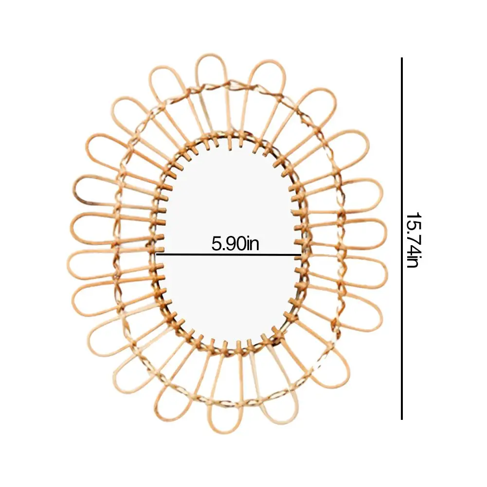 Ротанговое зеркало инновационное художественное украшение круглое зеркало для одевания ванной или ручное ткачество Хлопок Веревка плетеное Настенное подвесное зеркало - Цвет: 5.90X15.74 IN