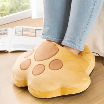

Cartoon Plush Cat Claw Warm Foot Super Soft Hand Warmers Removable Washable Usb Electric Heating Home Soft Cute Shoes Hot Sale