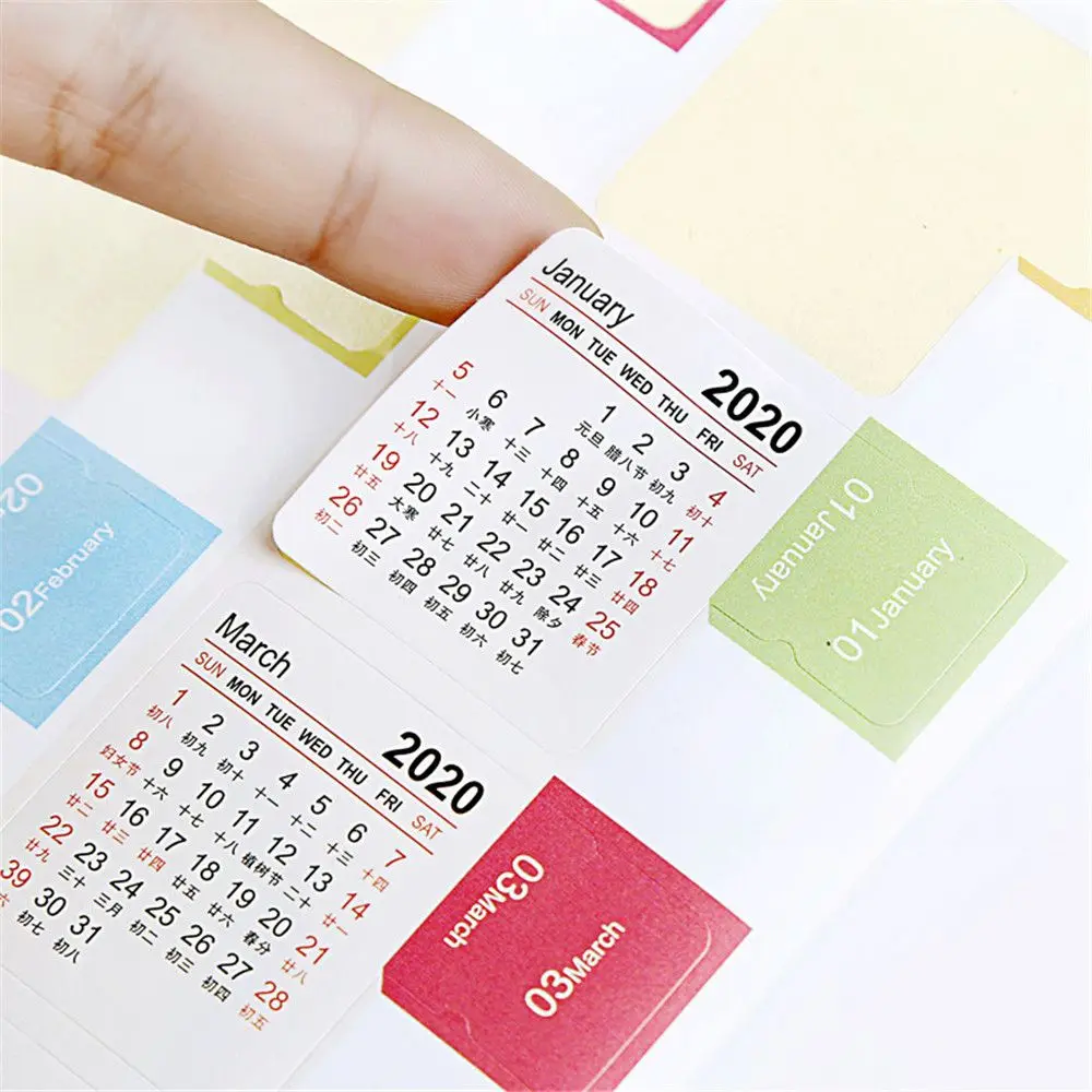 4pcs Calendar 2020 Agenda Plan Decorative Stickers Kawaii Stationery Label Mark Sticker Organizer Office Supplies|Канцелярские