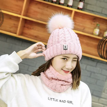 

Hot Sale 2019 Cute Women Simple Knitted Hat Winter Warming Beanie Hats Outdoor Thicken Ear Protection Cap Female