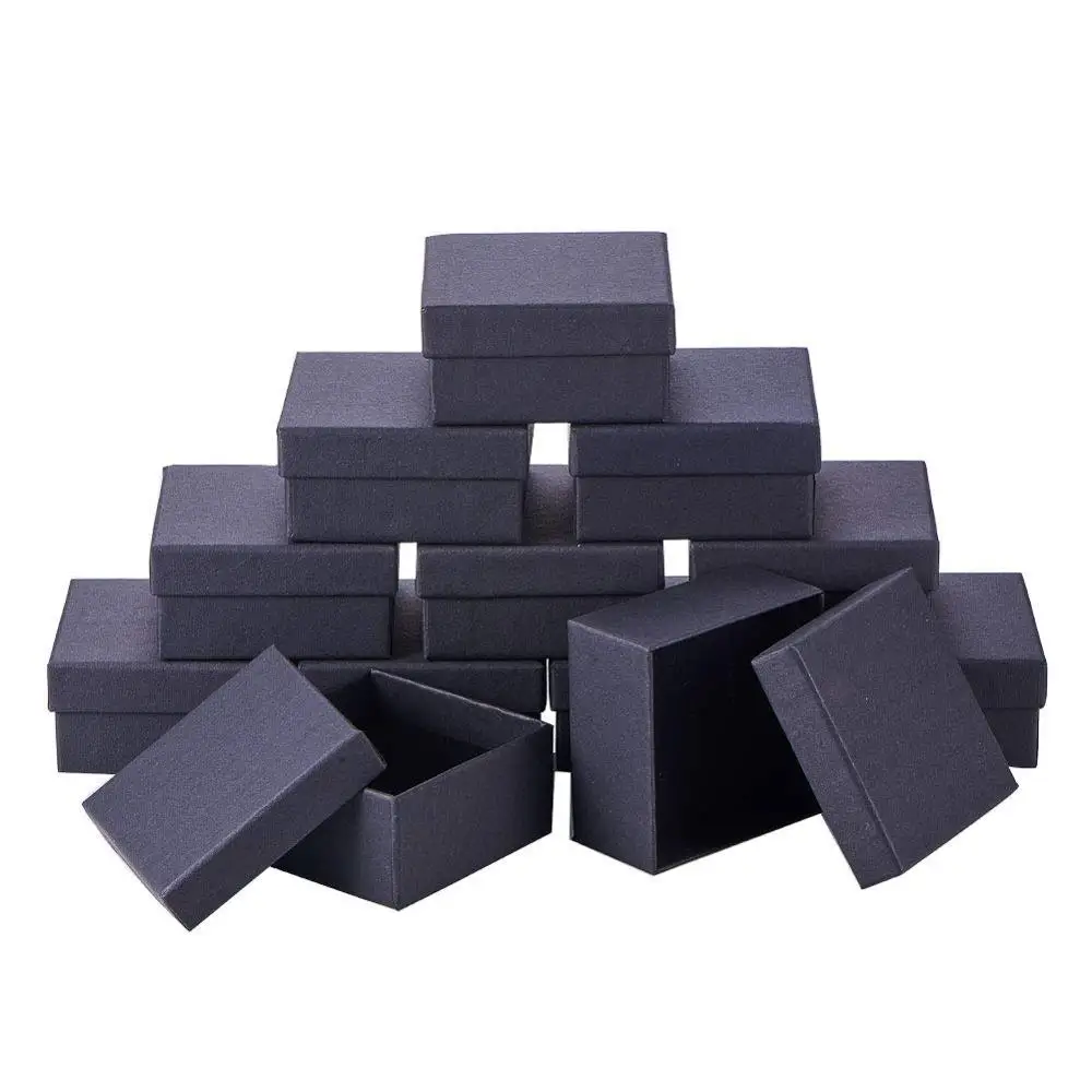 Juego de cajas para joyería de cartón, cajas de exhibición de almacenamiento para regalos, brazaletes para collares pendientes, anillos, collar, rectángulo cuadrado