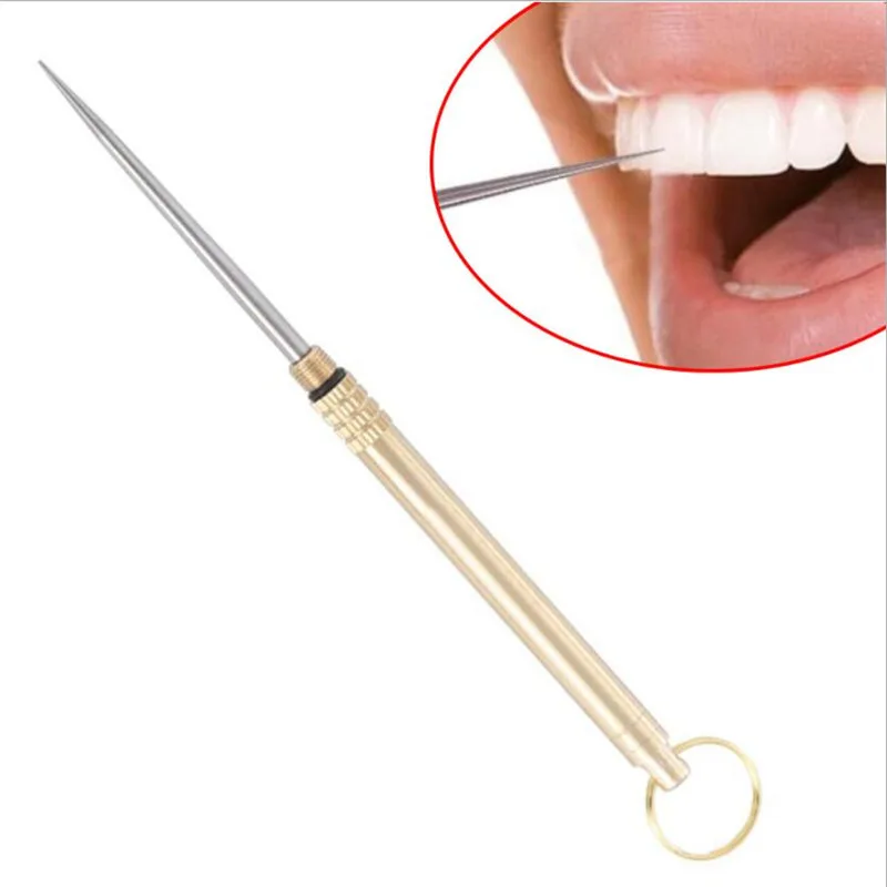Titanium Alloy Toothpick Brass Creative Combination Stainless Steel Portable Fruit