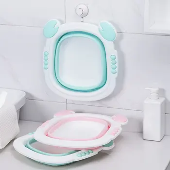 

Cartoon Portable Folding Bucket Baby Bath Tub Folding Basin TPR Washbasin Collapsible Fishing Car Wash Bucket Cleaning Supplies