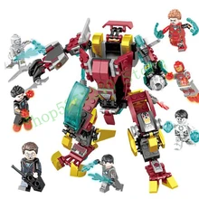 DIY 1182 Superhero Avengers Terminator 8 in 1 Iron Man Machine Miracle Tony Stark mk1 Digital Assembly Building Blocks Toy gifts