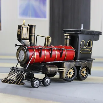 

30x9x15cm Vintage Train Car Model Metal Tin Crafts Diecast 1857 Steamer Locomotive Car Train Model Toys for Children Adults 2020
