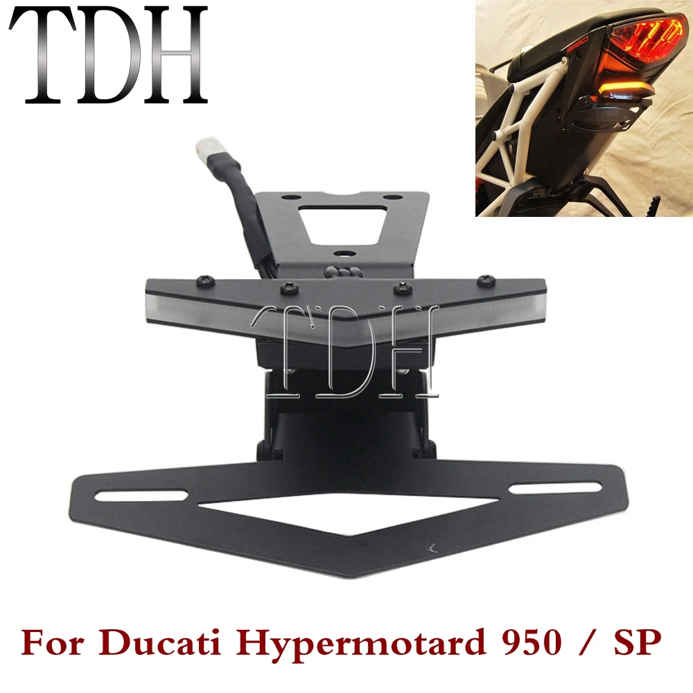 For Ducati Hypermotard 950 / SP 2018 2019 2020 Motorcycle Rear Tail Tidy License Plate Holder LED Fender Eliminator kit Black