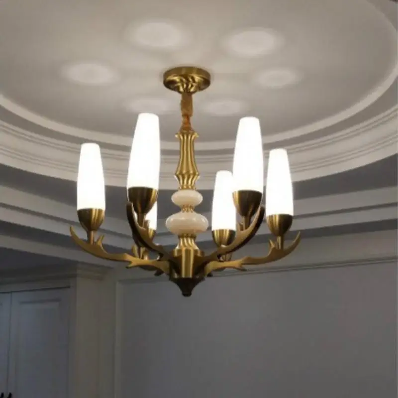 modern Led ceiling Chandelier home decoration lighting copper pendant fixture 6-40 pcs white lampshade E14 LED lamparas 110-240V | Лампы и