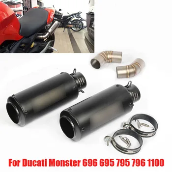 

Slip on Motorcycle Exhaust Tip System Muffler Escape Tail Middle Mid Link Tube Pipe for Ducati Monster 696 695 795 796 1100