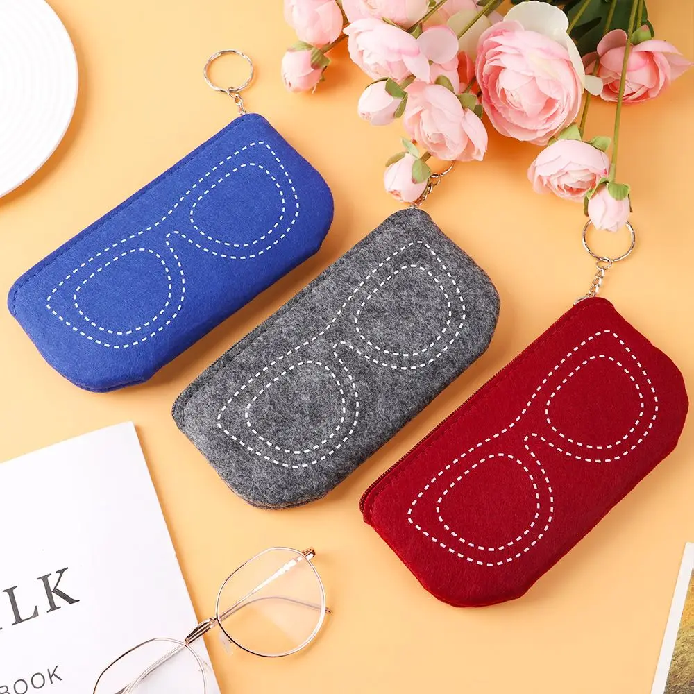Unisex Soft Felt Zipper Pouch Eyewear Protector Eyeglasses Sleeve
