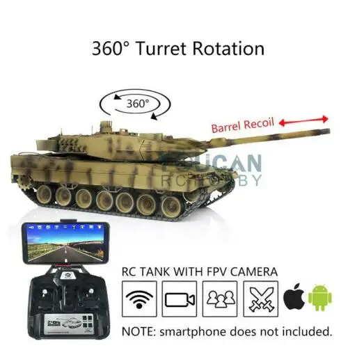 Henglong 1/16 6,0 индивидуальные Leopard2A6 rc Танк 3889 металлические треки FPV Recoil TH16211 - Цвет: Цвет: желтый