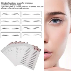 8pcs Tattoo Sticker 3D Hair-Like Eyebrow Makeup Sticker Waterproof Breathable Lasting False Eyebrow Tattoo Tool Permanent Makeup
