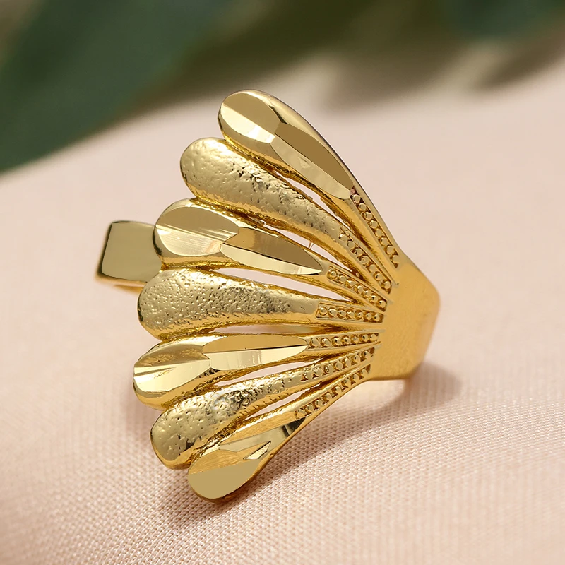 Annayoyo New Turkish Flower Ring Gold Color and Copper Metal