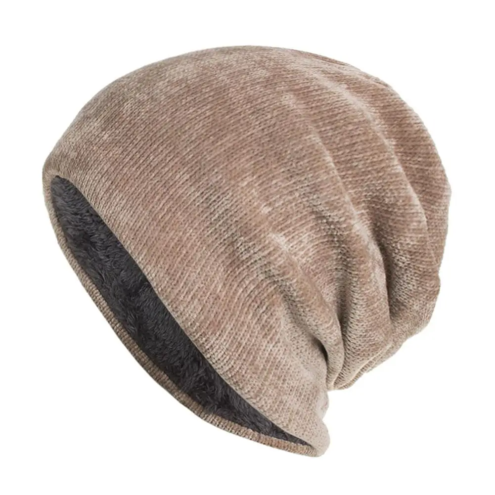 Зимняя уличная Мужская одноцветная Флисовая теплая шапочка, мешковатая шапка с черепом