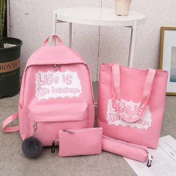 

2019 new Korean schoolbag female primary and secondary school students Canvas Backpack small fresh large capacity Backpack