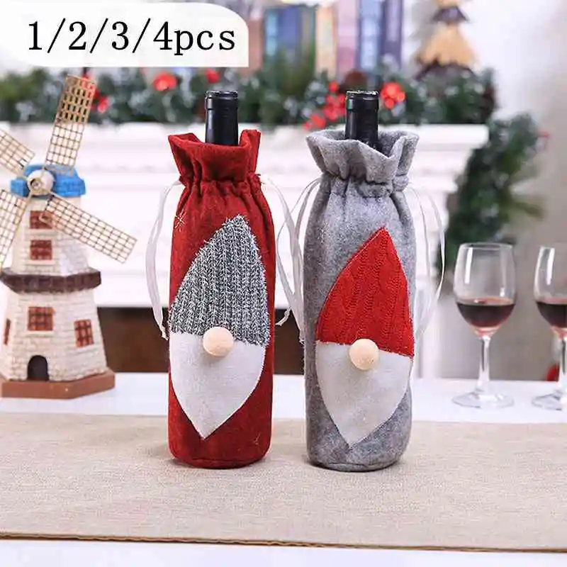 

Christmas Decorations For Home Champagne Holders Christmas Table Decorations Santa Wine Bottle Bags Cover navidad Party Gift