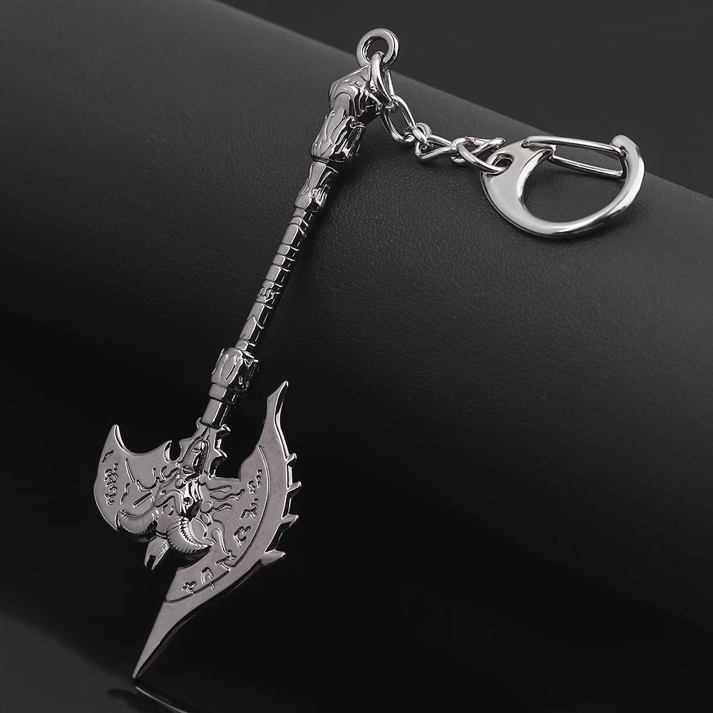 Горячая игра ювелирные изделия серии World of брелок для ключей Warcraft топор оружие король лича Frostmourne меч кинжалом металлический брелок для мужчин мальчик