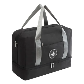 

New Cationic Fabric Waterproof Travel Bag Large Capacity Double Layer Beach Bag Portable Duffle Bags Packing Cube Weekend Bags