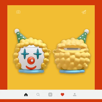 

For Apple Airpods 1/2 Silicone Protection Earphone Cover with Hook 3D Cute Cartoon Funny Clown Headphone Accessories Case