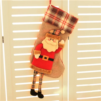 57 см, большие рождественские чулки, яркие носки, подарок на год, рождественские украшения для дома, вечерние подарочные сумки с изображением Санта-Клауса - Цвет: A