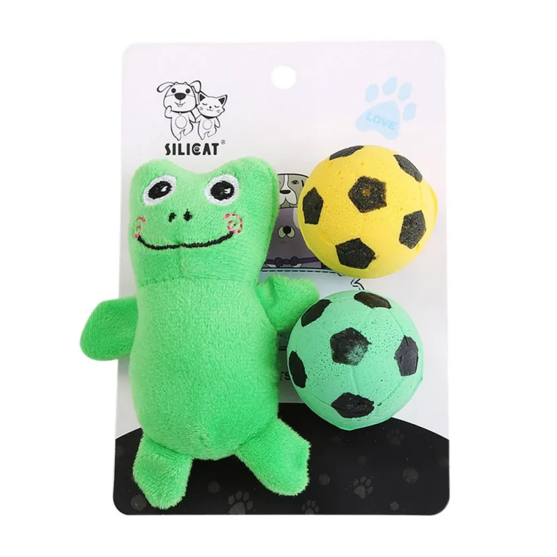 Pet Interactive Exercise Playing Cat Assorted Toys Set Cat Multicolor Plush Animal Dolls And Foam Ball/Bell Ball For Pet Cat