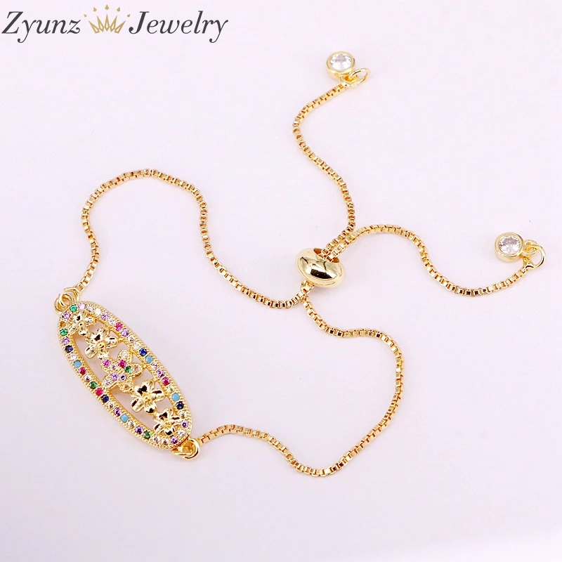 6PCS, Rainbow Lady Girl Crystal CZ Micro Pave Fashion Bar Bracelets Elegant Colorful Zirconia Statement Jewelry Gifts