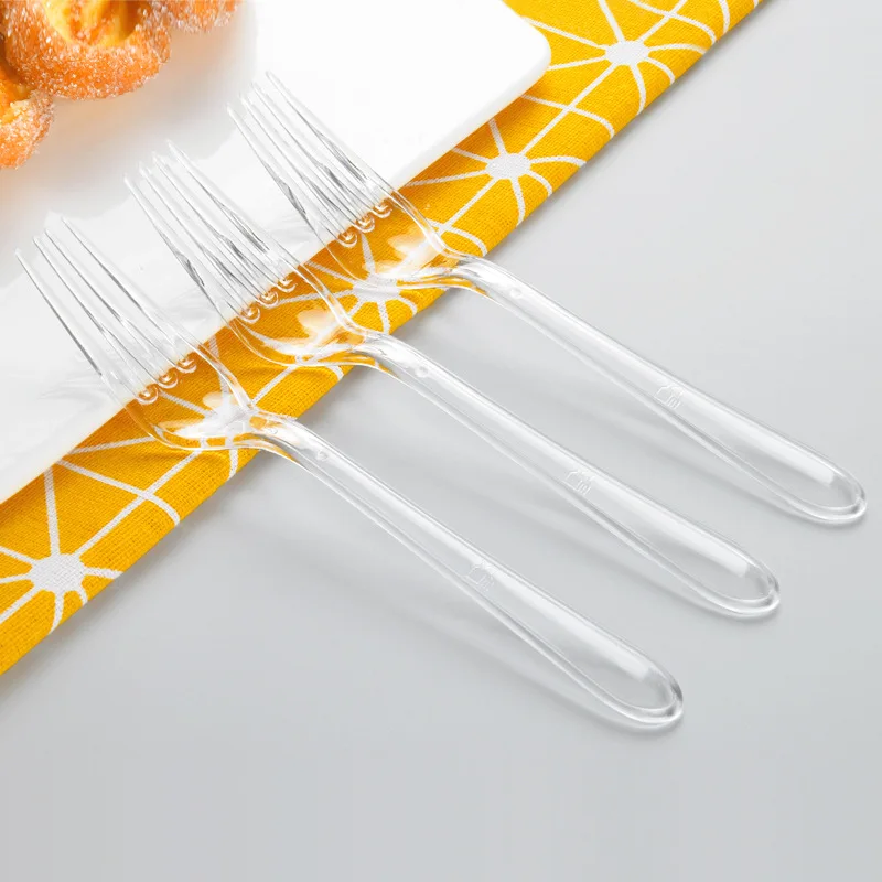 

Factory Wholesale Disposable Transparent Plastic Fork Environmentally Friendly Fruit Cake Pitchfork Thick Western Food Appliance