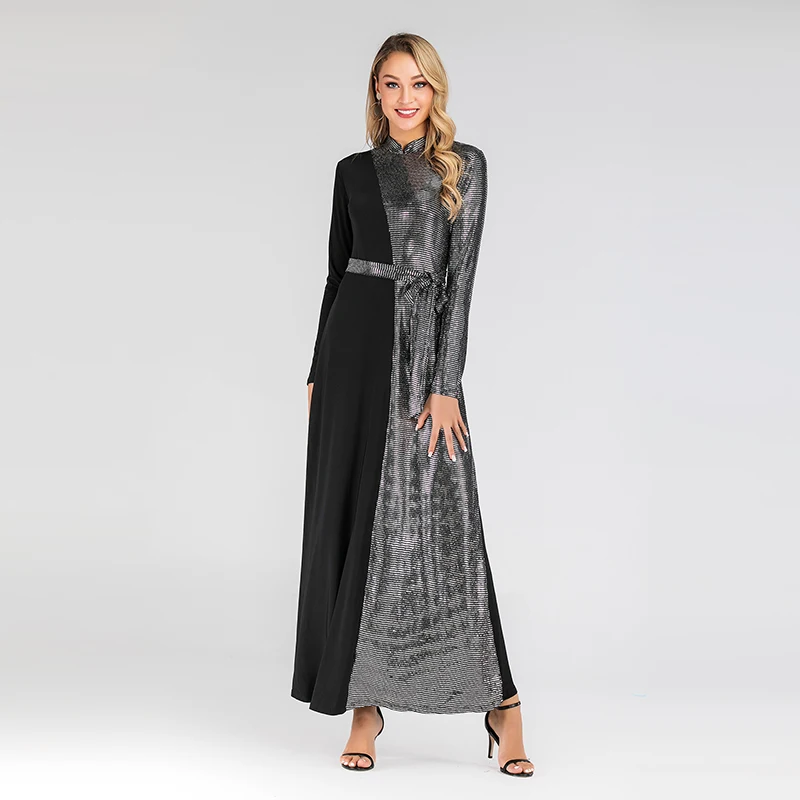 Sequin abaya Дубай турецкое мусульманское платье Абая для женщин вечерние платья ХИДЖАБ КАФТАН Турция Исламская одежда Кафтан Marocain