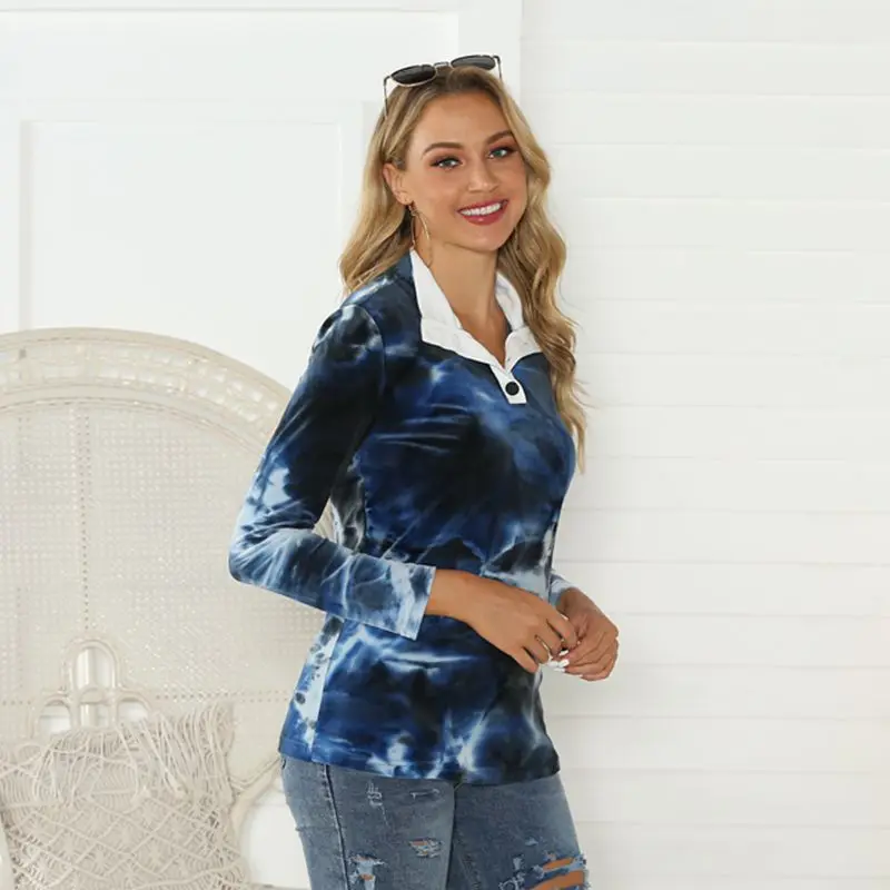 Тёмно-синий LOUIS JASON Female Tops& Shirt Bright Color V-neck Flannel Long Sleeved Women Tops Winter Lapel Shirt Plus Size Thin Wild Shirt - Цвет: Тёмно-синий