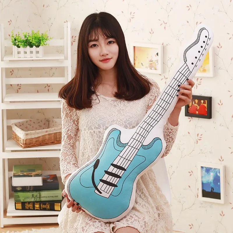 

Hot Selling Guitar Printed Pillow Plush Toy Doll-Processing Customizable Logo Recruit Agents