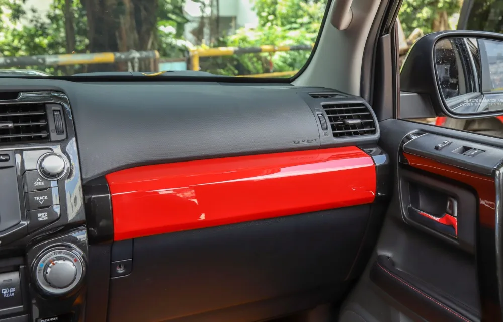 Для Toyota 4runner 2010+ автомобиля подкладке пилот украшение автомобиля инструмент Панель рамка крышка Накладка наклейки Красный ABS Пластик аксессуары