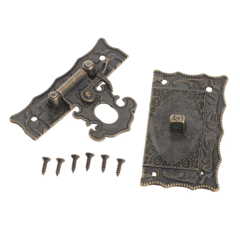 

67x56mm Antique Bronze Rectangle Clasp Decorative Jewelry Gift Wine Wooden Box Hasp Latch Hook Iron Buckle W/Screws 5Pcs