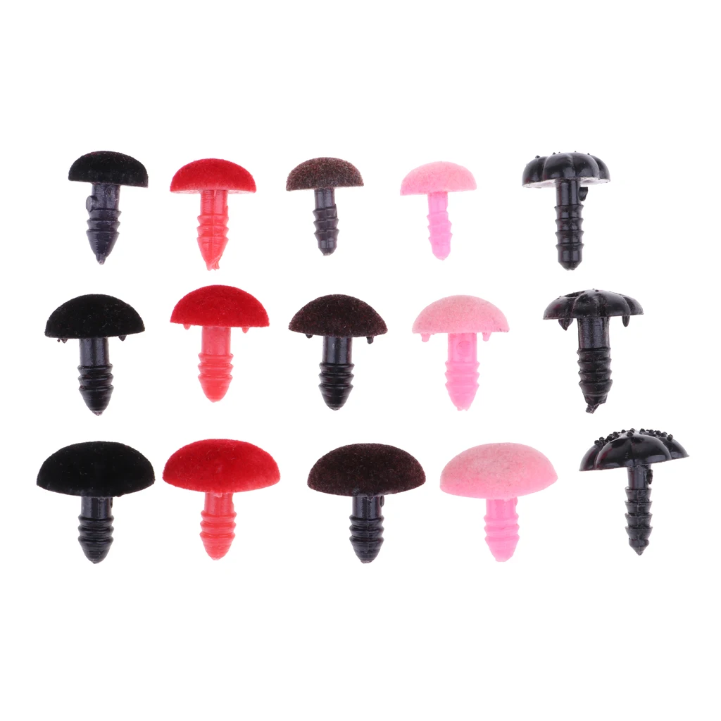 132 Pieces Plastic Safety Nose For Bears Soft Toys Snap Animal Dolls Crafts~11-16mm Diameter Black &Red & Pink