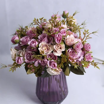 

1 Bouquet Wedding Artificial Flower Silk Rose Home Decor Fake Flower for Garden Office Table Decoration Bridal Bouquets