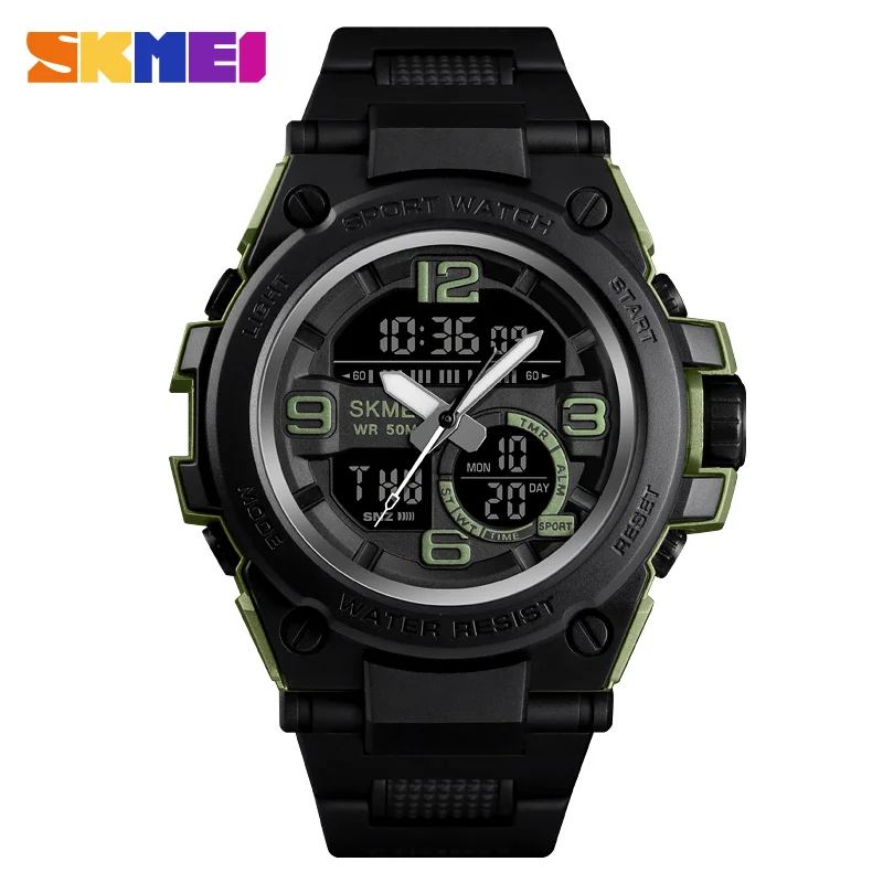 

SKMEI NEW Watch Men Sport 5Bar Waterproof Men Wristwatch Dual Display Digital PU Strap Quartz Watch Reloj Mujer Relojes Hombre