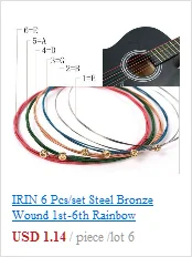 IRIN 6 шт./партия стальные бронзовые намотки 1st-6th радужные красочные гитарные струны E-A для акустической фольклорной гитары Классическая гитара
