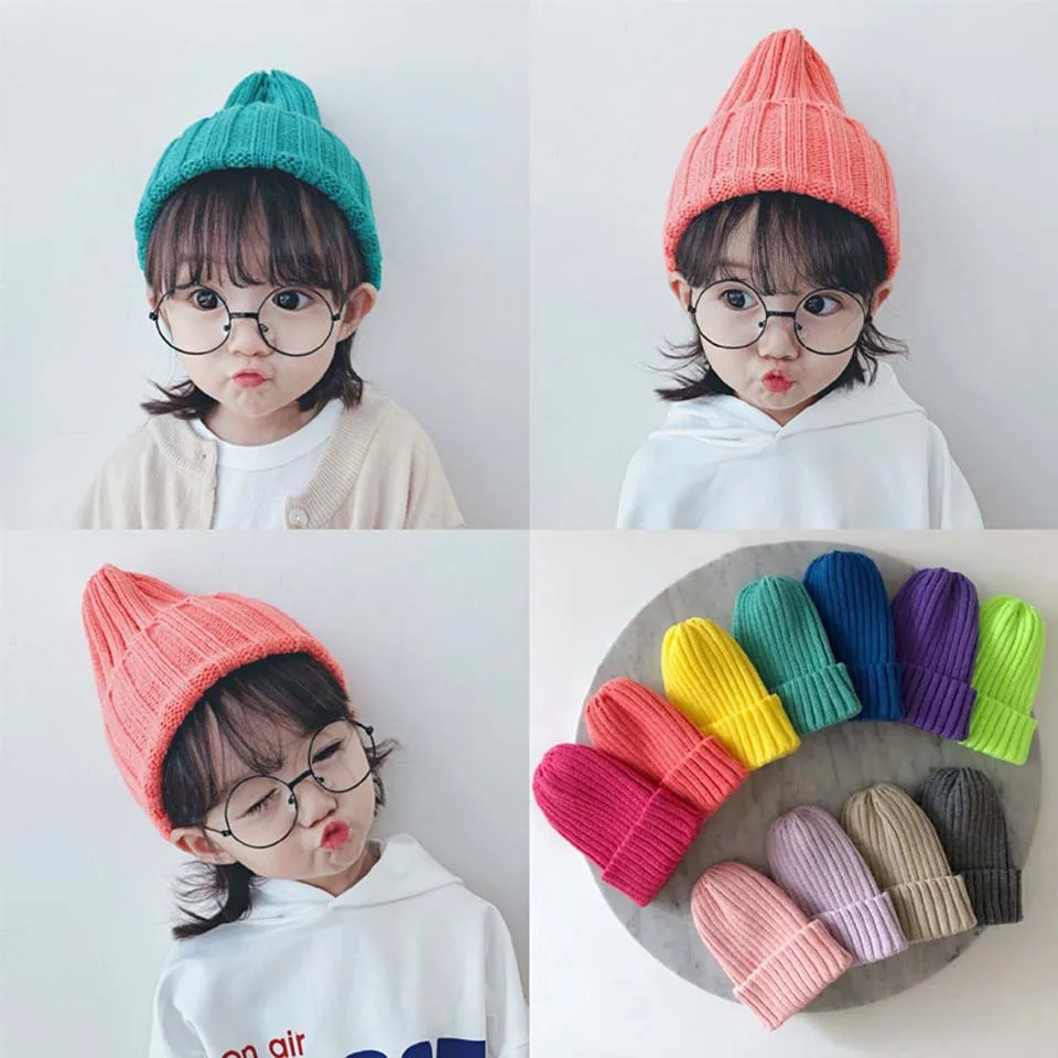 Вязаная Детская Шапка бини шапка для младенцев мальчиков и девочек теплая