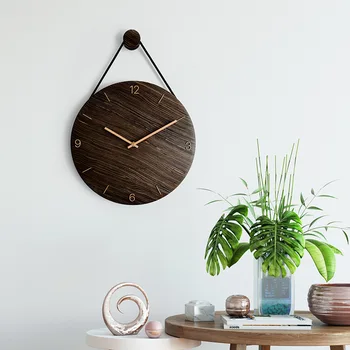 

Solid Wood Simple Creative Wall Hanging Clocks Nordic Japanese Living Room Clock Decoration Wall Clock