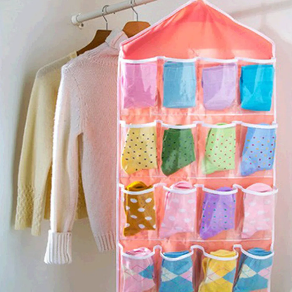 Socks Underwear Hanging Bag Dustproof Folding Polyester Lingerie Hanger Closet Organizer Bags 16pockets Organizador Armario Ropa | Дом и сад