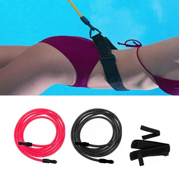 

3PC Adjustable Swim Training Resistance Belt Adult Kids Swimming Bungee Exerciser Leash Mesh Pocket Safety Swimming Accessories