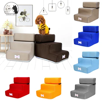 

Leather Pet Stairs 2/3 Ladder Dog House Pet Bed Stairs Puppy Steps Mesh Foldable Detachable Pet Climbing Ladder Bed Pet Supplies